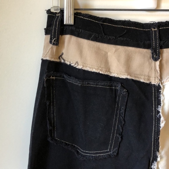 PATCHWORK straight leg jeans black tan and off white colorway. - Picture 9 of 10